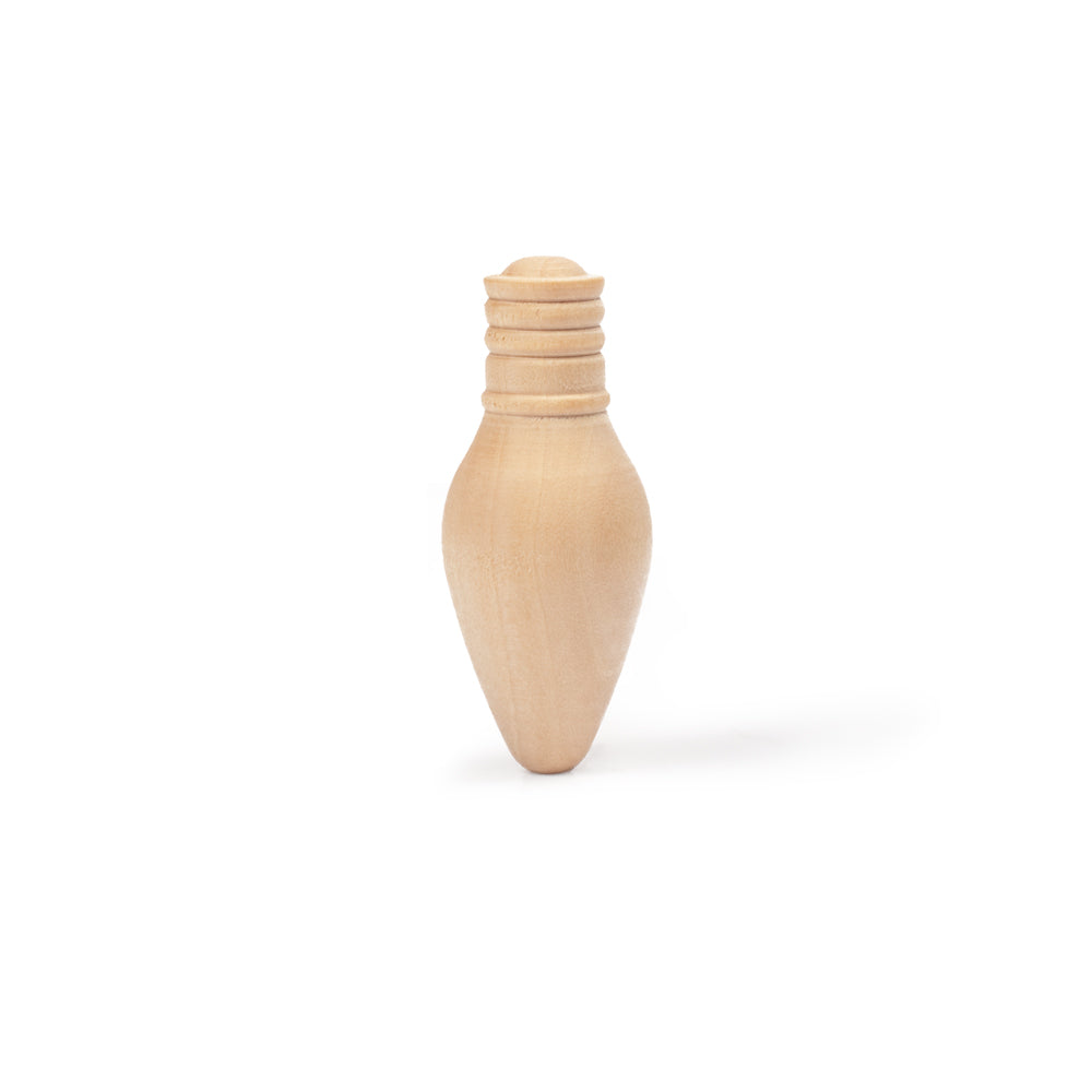 2-1/8" Wooden Christmas Light Bulb