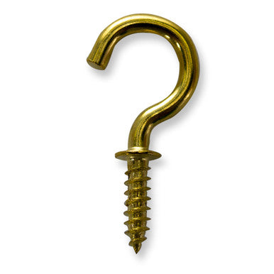 50-Pack 7/8” Brass Plated Ceiling Hooks – Cup Screw Hooks For Hanging Cups, Mugs, Tools & More (Gold Finish)