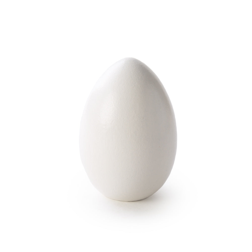 2-1/2" White Wooden Hen Egg, Flat Bottom