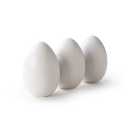 2-1/2" White Wooden Hen Egg, Flat Bottom