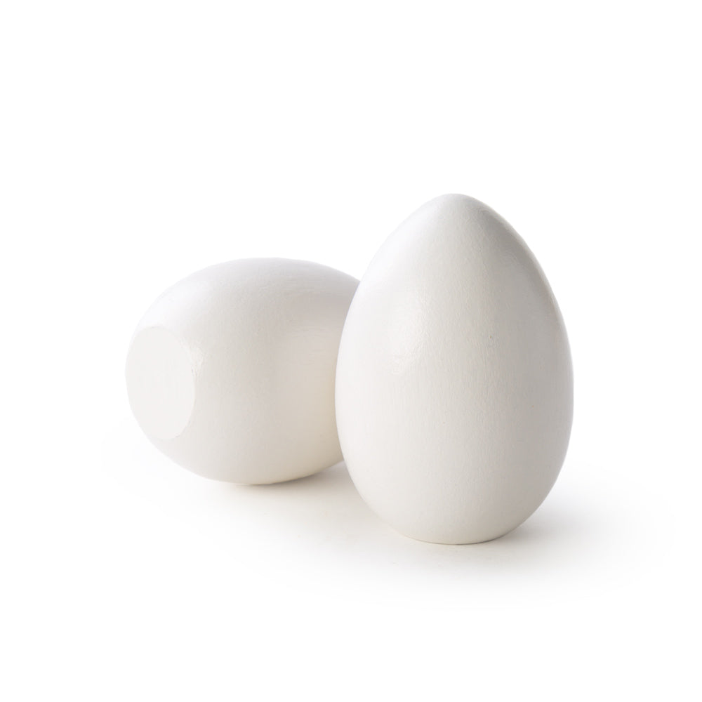 2-1/2" White Wooden Hen Egg, Flat Bottom