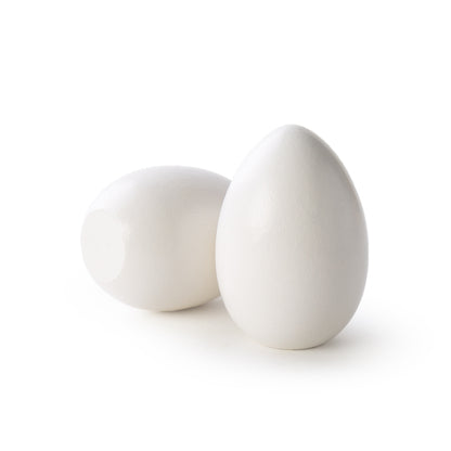 2-1/2" White Wooden Hen Egg, Flat Bottom